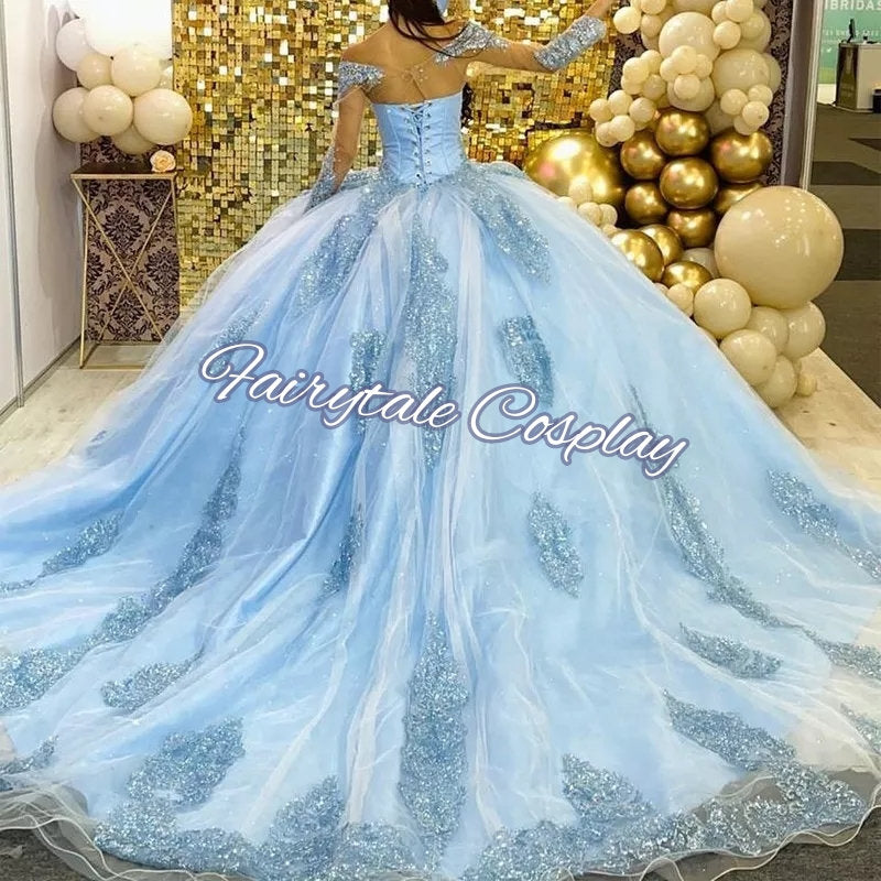 luxury cinderella dress Cinderella Blue Ball Gown Girls