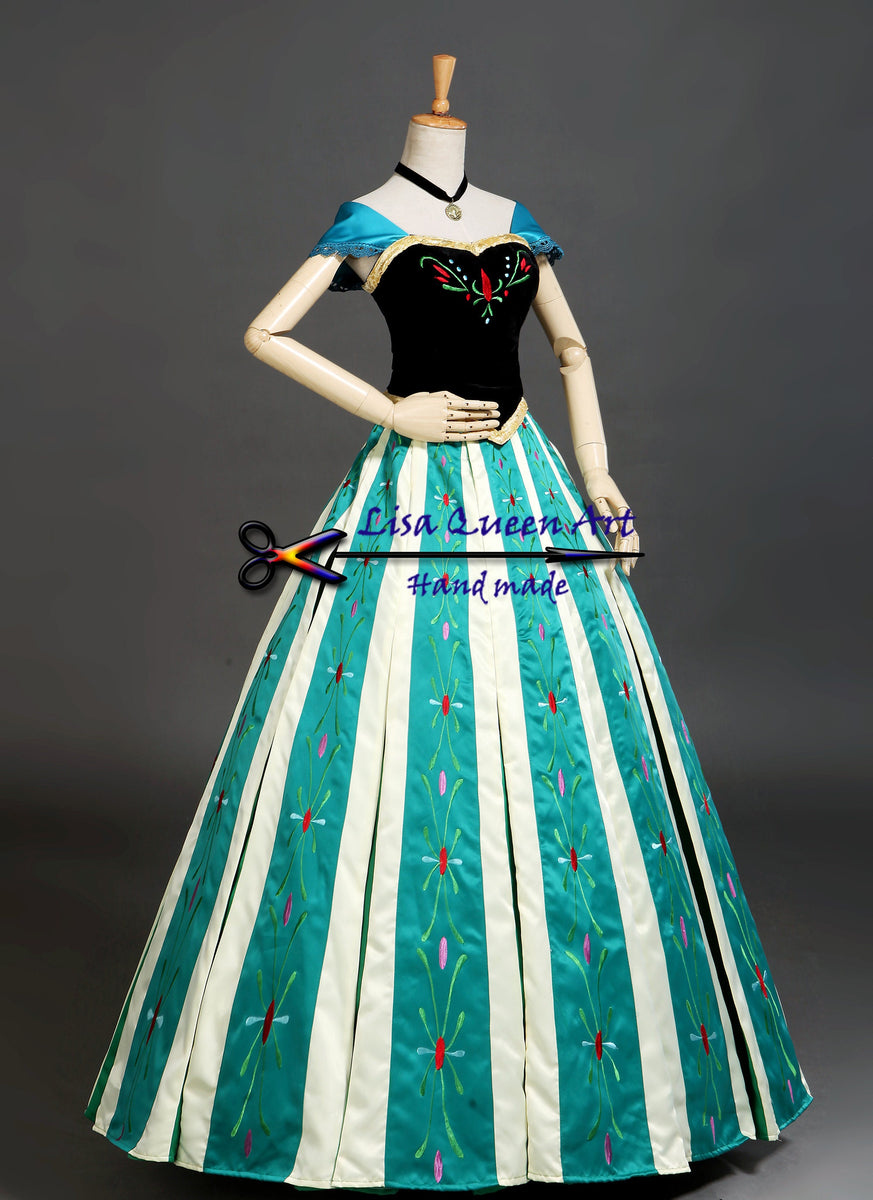 princess anna coronation dress frozen Princess Anna Embroidery Costume Frozen 2 Anna Queen Cosplay Costume – Mermaidcosplay