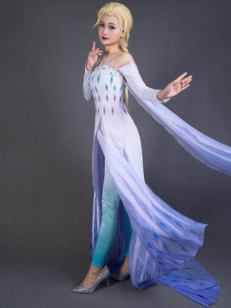 Elsa Coronation Dress Spangle White Dress Frozen 2 Elsa Cosplay Costume
