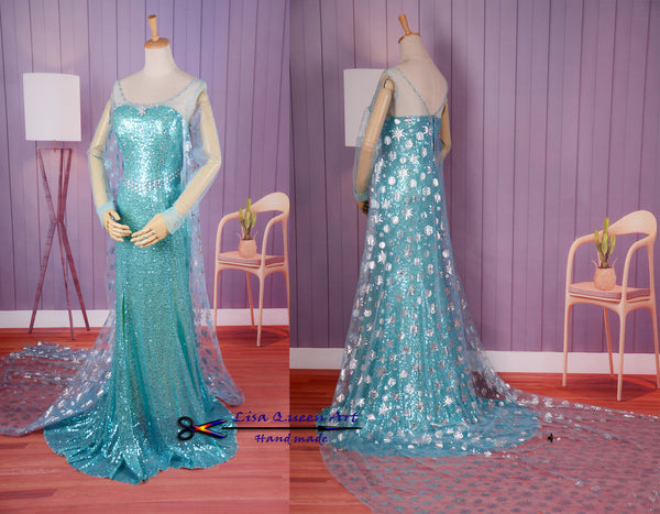 Elsa Coronation Cosplay Dress Spangle Dress Frozen Elsa Cosplay Costume