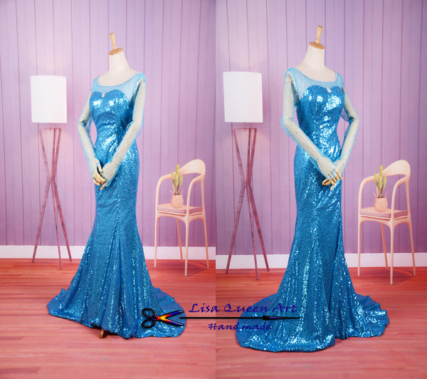 Elsa Coronation Cosplay Dress Spangle Dress Frozen Elsa Cosplay Costume