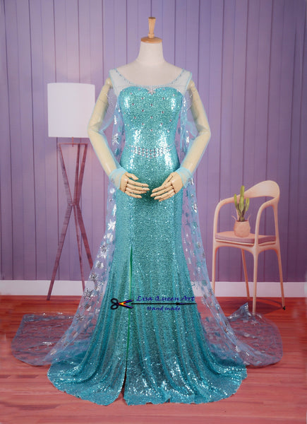 Elsa Coronation Cosplay Dress Spangle Dress Frozen Elsa Cosplay Costume