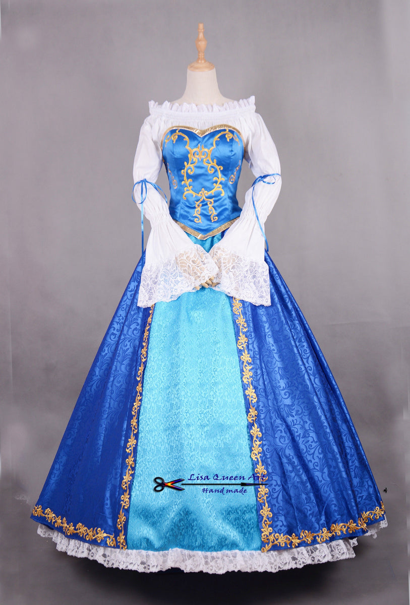 ariel in blue dress costume Ariel Princess Tangled Rapunzel embroidered dress Sleeping Beauty Prin – Mermaidcosplay