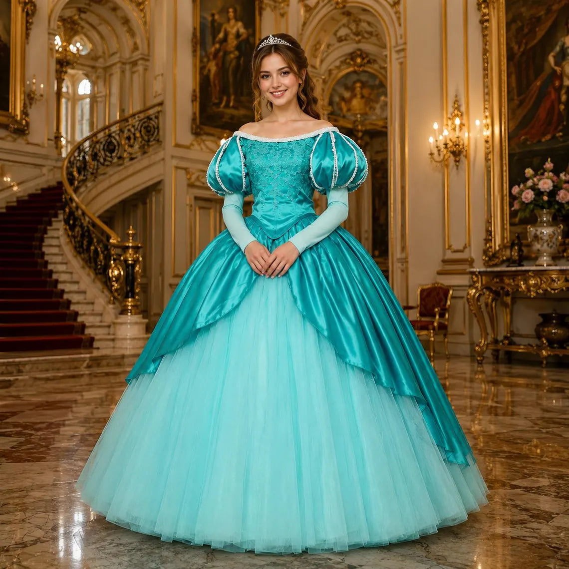 ariel in blue dress costume Handmade matte navy satin wraps AW-BS-10718 Band of Gypsies Maxi color:Blue