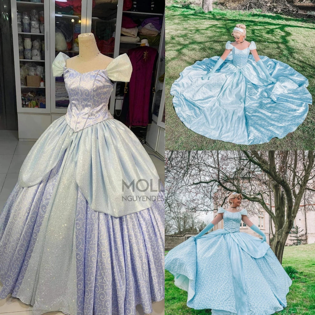 women's cinderella dress Premium Disney Costume polyester lining Lace corset back Off shoulder detailed with flowers Wholesale WOMEN'S - Cinderella Dress.