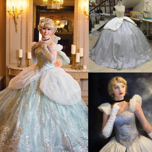 Silver Sparkly Cinderella Cinderella Adult Princess Costume Cosplay Inspired Costume