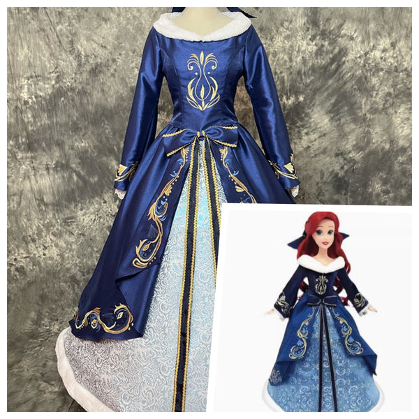 Cosplay costume Ariel Embroidery Dress The Little Mermaid Ariel dark blue dress