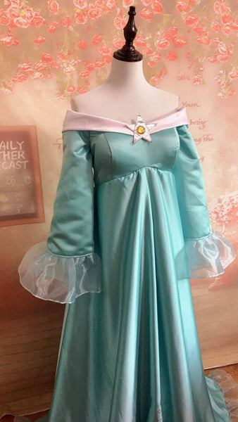 Rosalina Cosplay Costume Princess Rosalina cosplay light green dress Kids adult costume