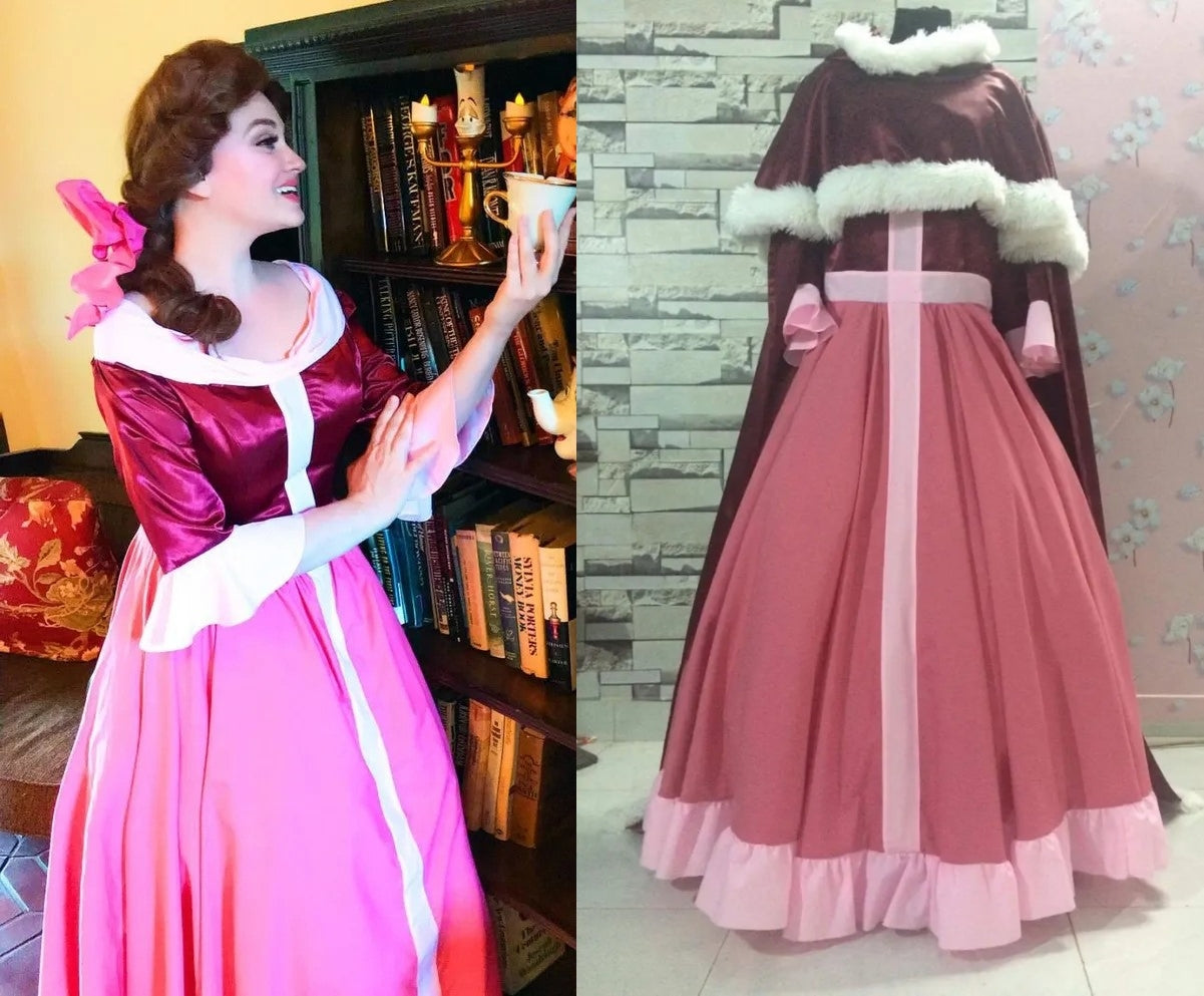 Winter Belle Dress with Cape Beauty and the Beast Belle Winter Adult C – Mermaidcosplay