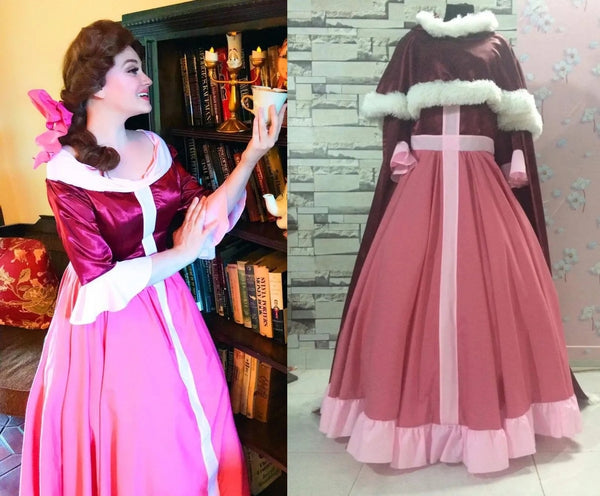 Winter Belle Dress with Cape Beauty and the Beast Belle Winter Adult Costume Cosplay