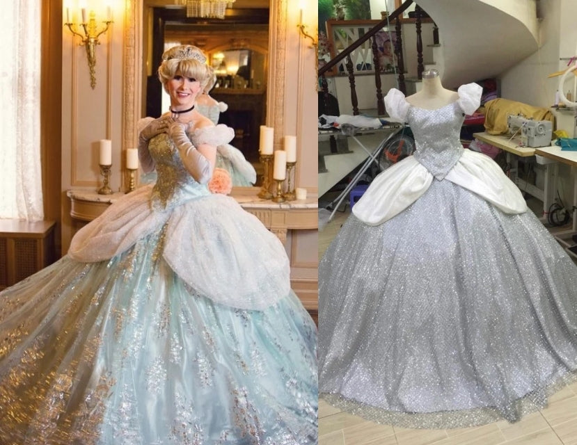 women's cinderella dress Silver Sparkly Cinderella Cinderella Adult Princess Costume Cosplay In –  Mermaidcosplay