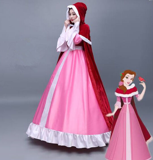 Belle Red Cape Costume Belle Pink Costume Inspired Beauty and The Beas –  Mermaidcosplay