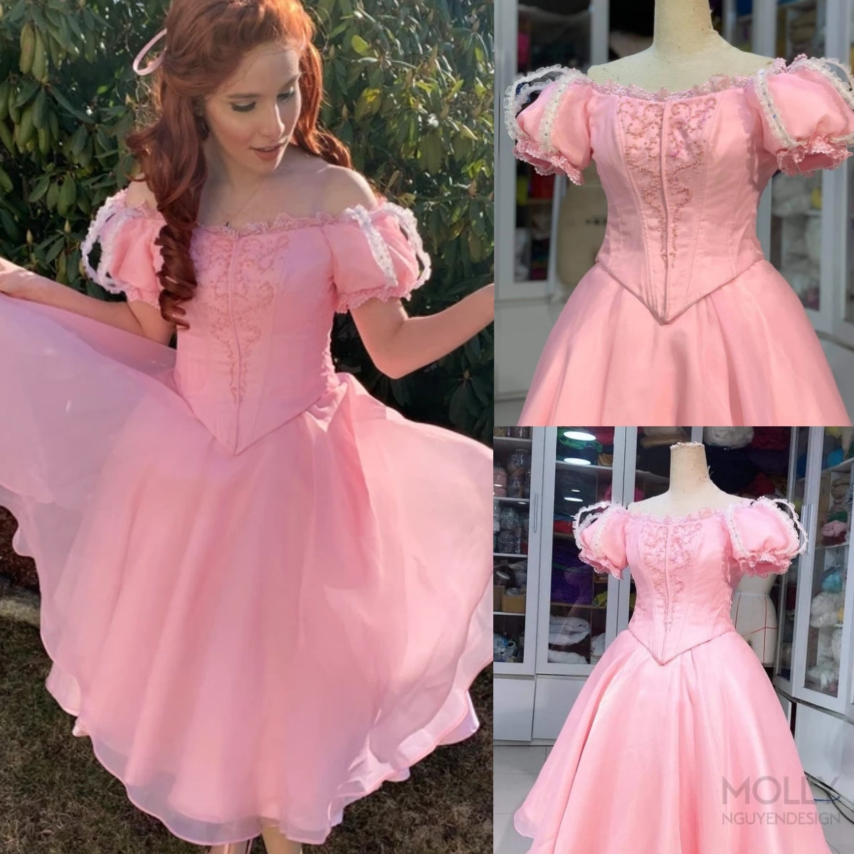 little mermaid pink dress costume Little mermaid+hoopskirt Ariel pink dress Cosplay costume MJcostume