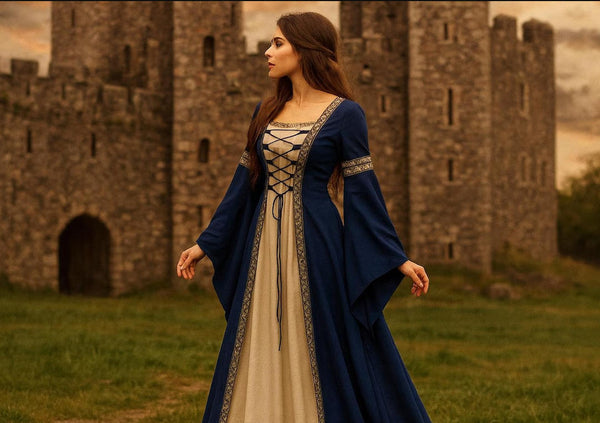 Renaissance Fantasy Dress | LARP Festival Outfit | Ren Faire Medieval Fancy Dress | (Perfect for Cosplays) Retro Vintage Roleplay Dress