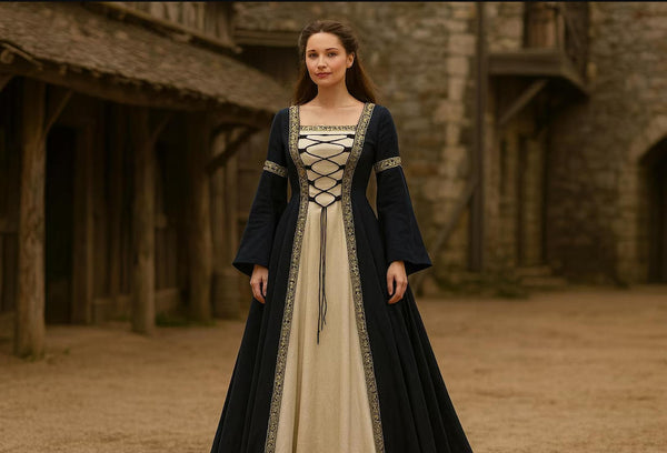 Renaissance Fantasy Dress | LARP Festival Outfit | Ren Faire Medieval Fancy Dress | (Perfect for Cosplays) Retro Vintage Roleplay Dress
