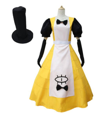 Cartoon Gravity Falls Bill Cipher Dress Cosplay Costume Uniform Yellow dress