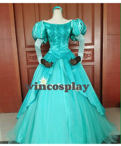 Ariel-Inspired Aqua Ball Gown for Women Mermaid Formal Cosplay Costume