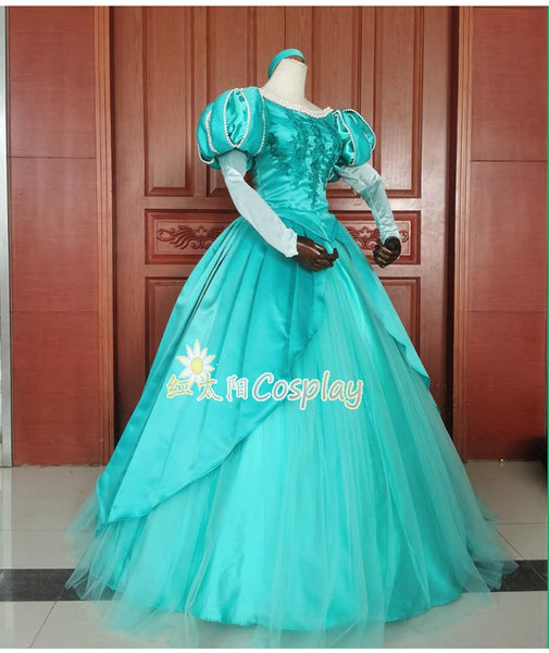 Ariel-Inspired Aqua Ball Gown for Women Mermaid Formal Cosplay Costume