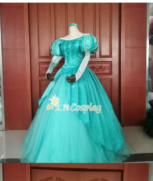 Ariel-Inspired Aqua Ball Gown for Women Mermaid Formal Cosplay Costume