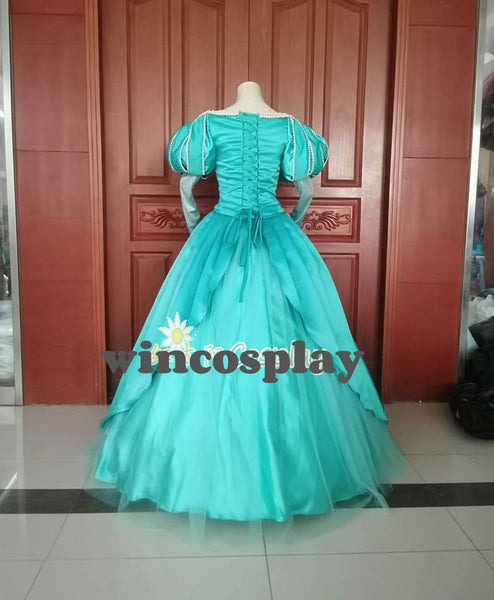Ariel-Inspired Aqua Ball Gown for Women Mermaid Formal Cosplay Costume
