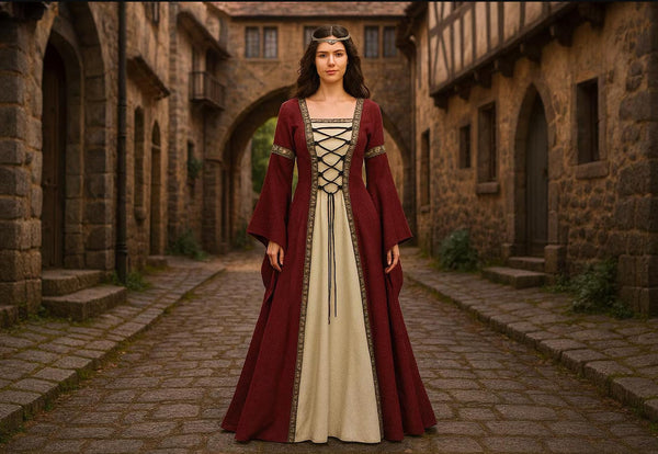 Renaissance Fantasy Dress | LARP Festival Outfit | Ren Faire Medieval Fancy Dress | (Perfect for Cosplays) Retro Vintage Roleplay Dress
