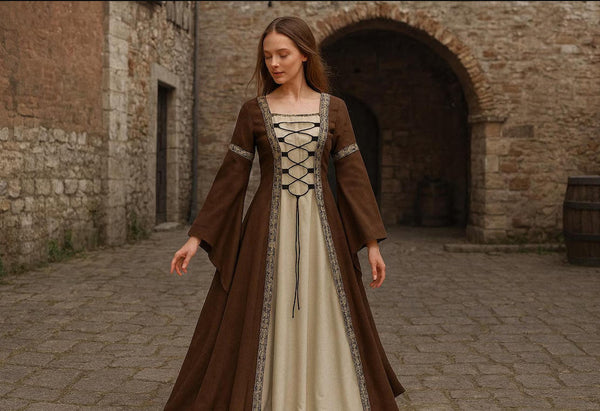 Renaissance Fantasy Dress | LARP Festival Outfit | Ren Faire Medieval Fancy Dress | (Perfect for Cosplays) Retro Vintage Roleplay Dress