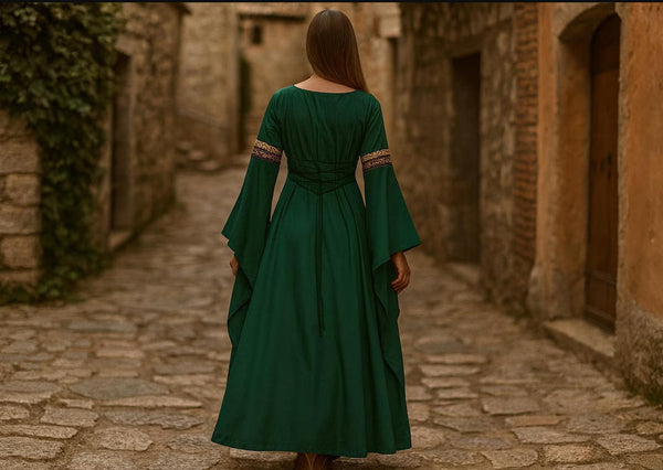 Renaissance Fantasy Dress | LARP Festival Outfit | Ren Faire Medieval Fancy Dress | (Perfect for Cosplays) Retro Vintage Roleplay Dress