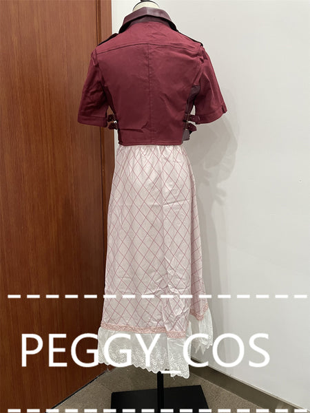 Crisis Core Final Fantasy VII Cosplay Costume Aerith Gainsborough Cosplay Costume Coat Dress And Accessories Halloween Cosplay Game COS