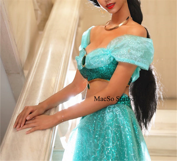 Aladdin and the magic lamp Jasmine Cosplay prom dress Cosplay ball gown Women Cosplay prom dress Party Dress Girls Cosplay Costume