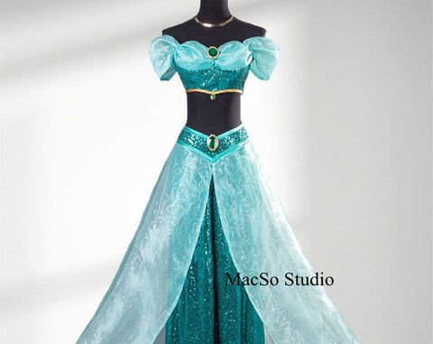 Aladdin and the magic lamp Jasmine Cosplay prom dress Cosplay ball gown Women Cosplay prom dress Party Dress Girls Cosplay Costume