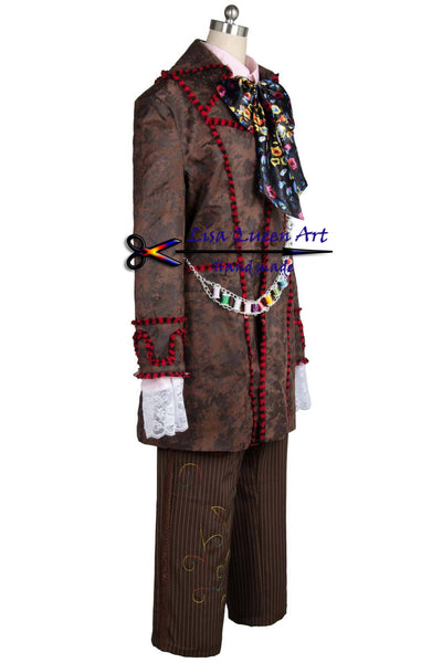 Costume Halloween Cosplay Costume Alice In Wonderland Johnny Depp Mad Hatter Jacket Pants Tie