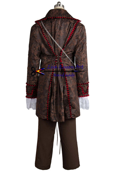 Costume Halloween Cosplay Costume Alice In Wonderland Johnny Depp Mad Hatter Jacket Pants Tie