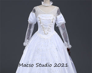 costumes with long white dress Joau Halloween Dresses for Women Halloween Costume Adult Cosplay Ghost Bride Dress Vintage Gothic Long Flare Sleeve Evening Party Maxi Dress, White