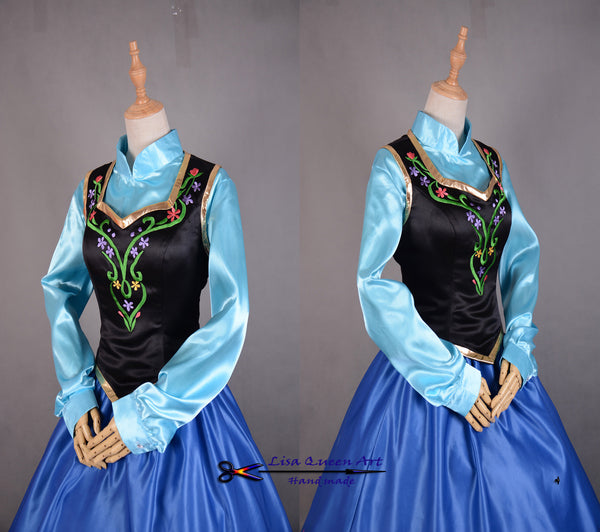 Anna Embroidery suit Frozen Anna Queen Cosplay Costume