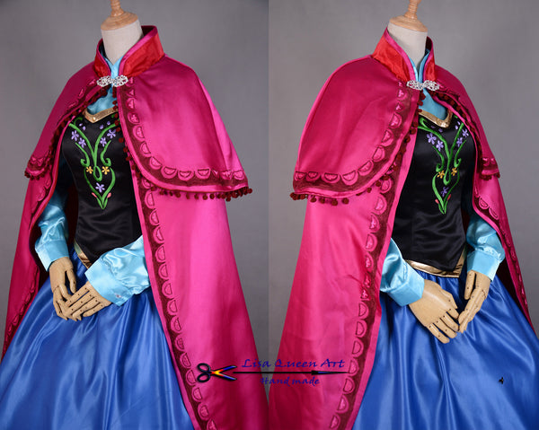 Anna Embroidery suit Frozen Anna Queen Cosplay Costume
