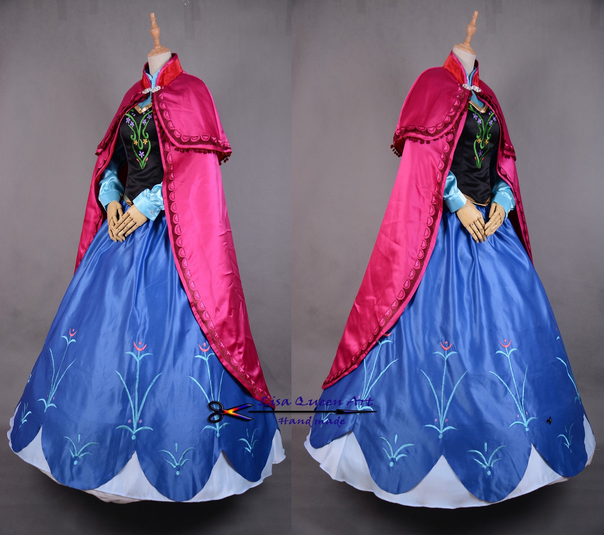 Anna Embroidery suit Frozen Anna Queen Cosplay Costume