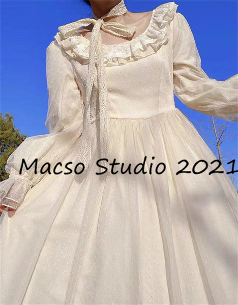 Apricot Lace Dress Gown Women Wedding Dress European Palace Style Dress Prom Dress Graduation Dress Birthday Gown Evening Prom Party Dress