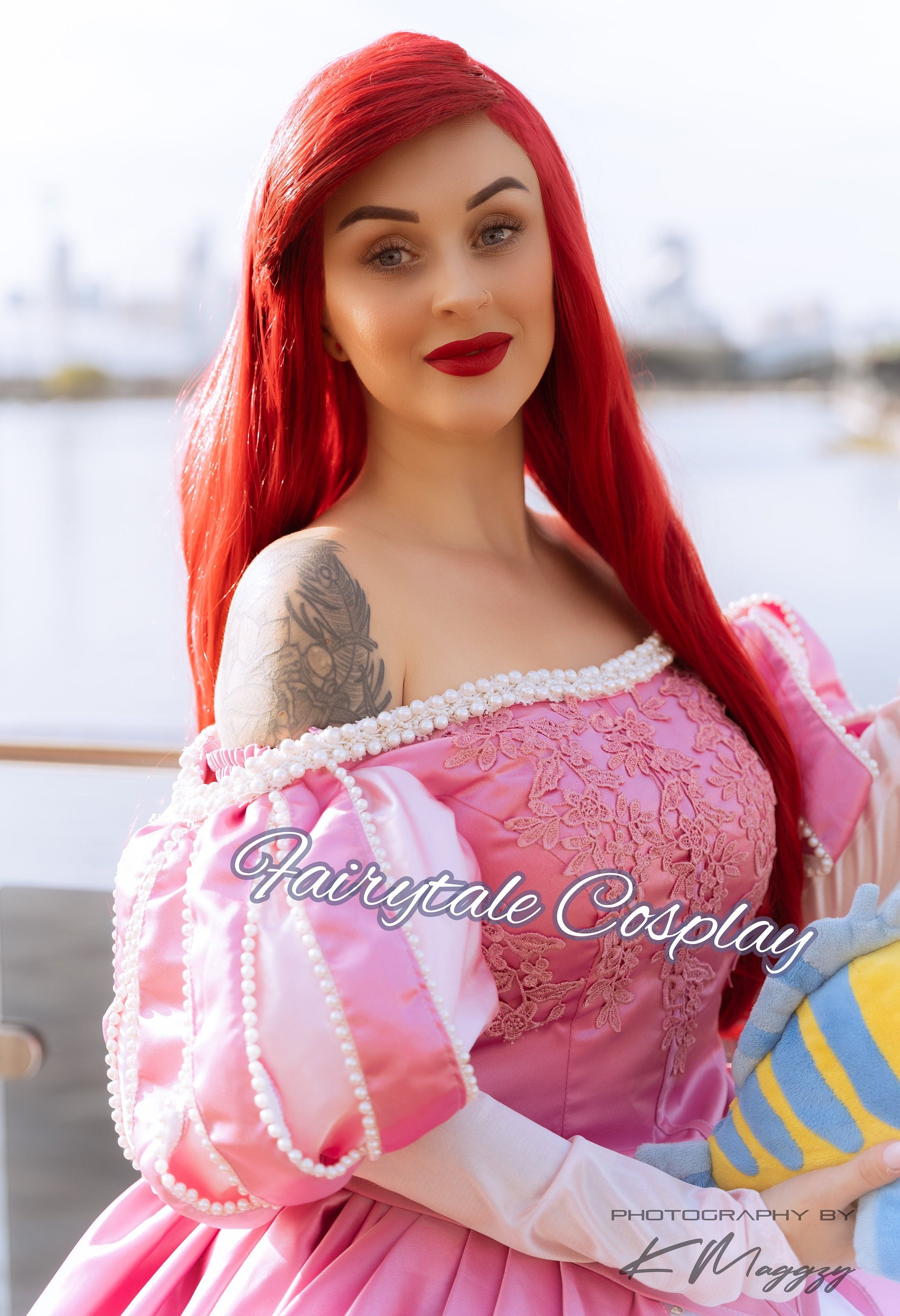 mermaid cosplay dress P390 Ariel mermaid Cosplay Costume Dress tailor made women princess pink  gown