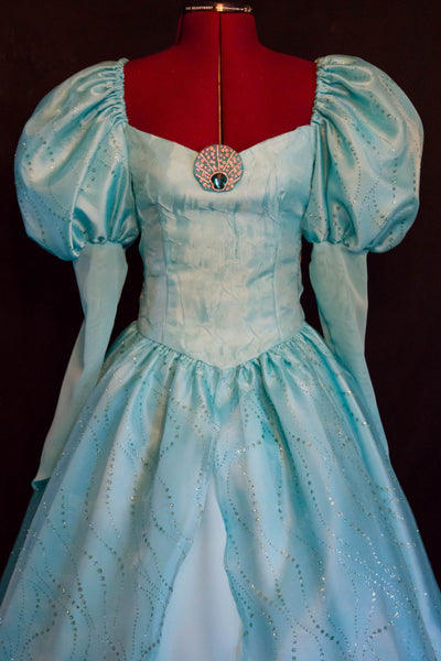 DELUXE Little Mermaid Ariel AQUA Gown Costume ADULT Custom Size Cosplay