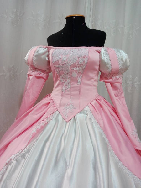 Ariel pink dress Cosplay costume princess customade Little mermaid+hoopskirt