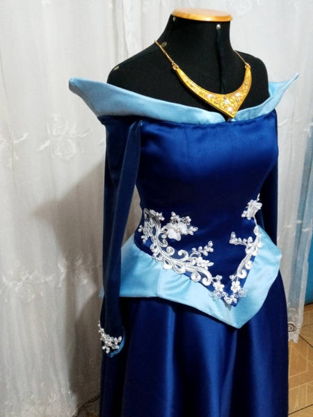 Aurora costume READY FOR SHIP blue dress customade cosplay princess Sleeping Beauty