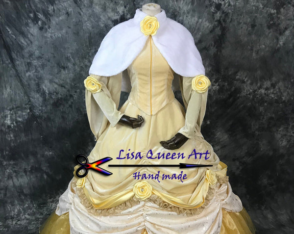 Beauty and Beast Princess Belle Cosplay Costume Belle Cosplay Dress Long Sleeve dress For Girls Women
