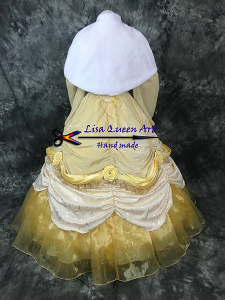 Beauty and Beast Princess Belle Cosplay Costume Belle Cosplay Dress Long Sleeve dress For Girls Women