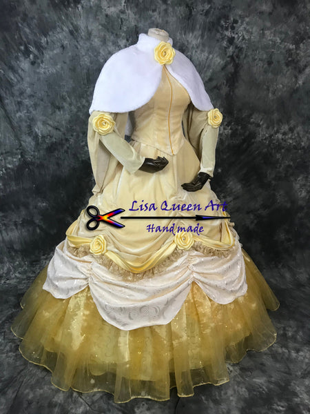 Beauty and Beast Princess Belle Cosplay Costume Belle Cosplay Dress Long Sleeve dress For Girls Women