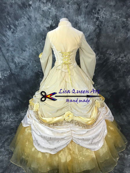 Beauty and Beast Princess Belle Cosplay Costume Belle Cosplay Dress Long Sleeve dress For Girls Women