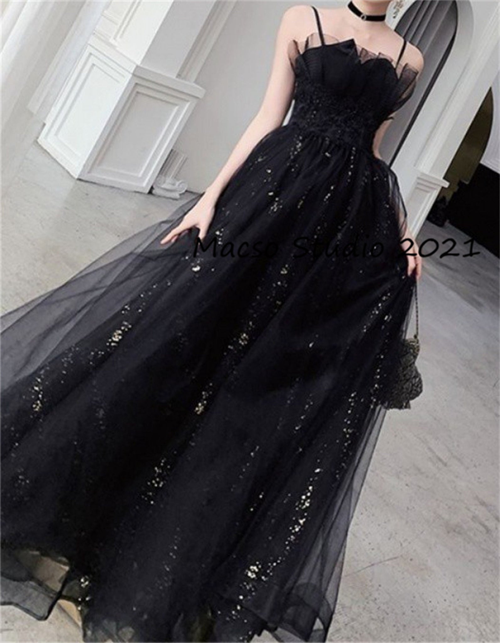 Shiny Strapless Black Prom Dresses, Black Formal Graduation