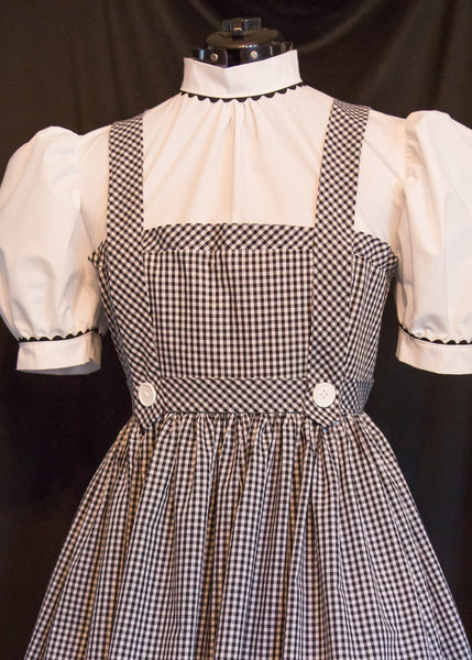 Black and White AUTHENTIC Reproduction DOROTHY Custom Costume Dress Cosplay ADULT Size