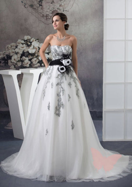 Black and white wedding dress