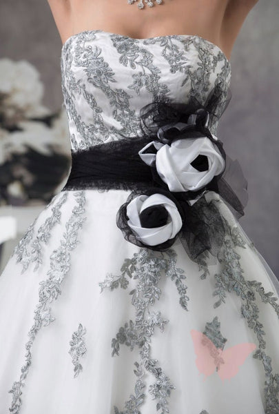 Black and white wedding dress