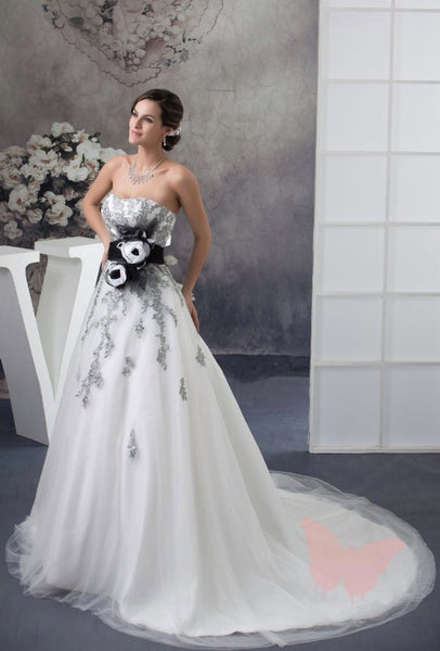 Black and white wedding dress